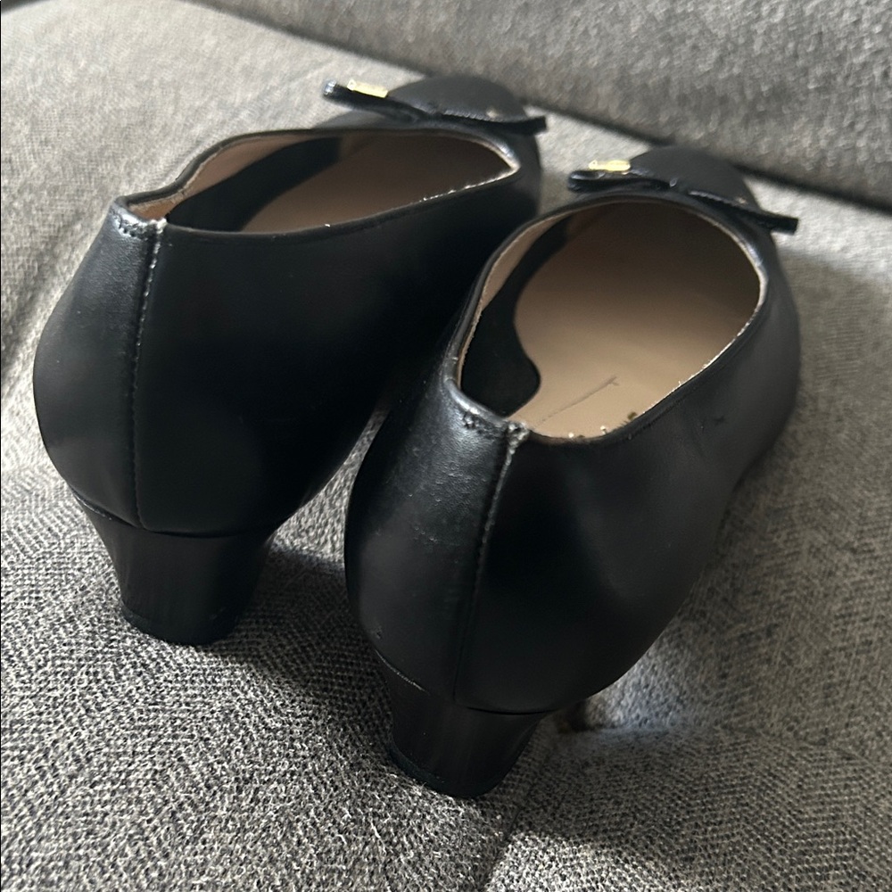 Salvatore Ferragamo Black Textured Cap Toe Flats - Picture 2 of 9